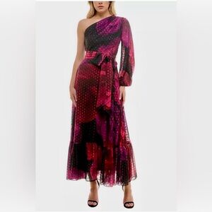 🔥Chic One-Shoulder Floral Multicolor Dress